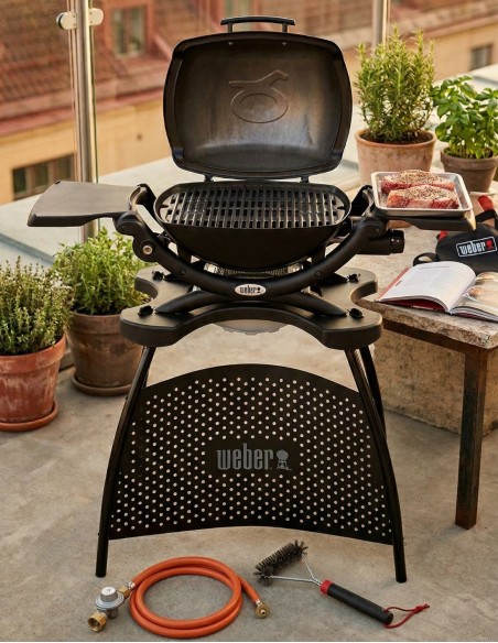 Kit Weber Q 1200 con Stand + Adattatore gas + spazzola | Bbqhouse