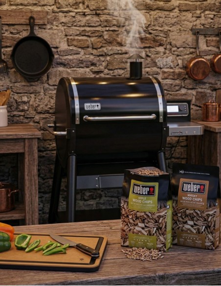 Kit Weber Smoque Pellet + Tagliere e Legna | Bbqhouse